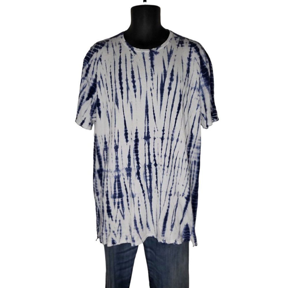 Goldie Tshirt Women Sz M Tie Dye Blue And White Short Sleeve Boho‎